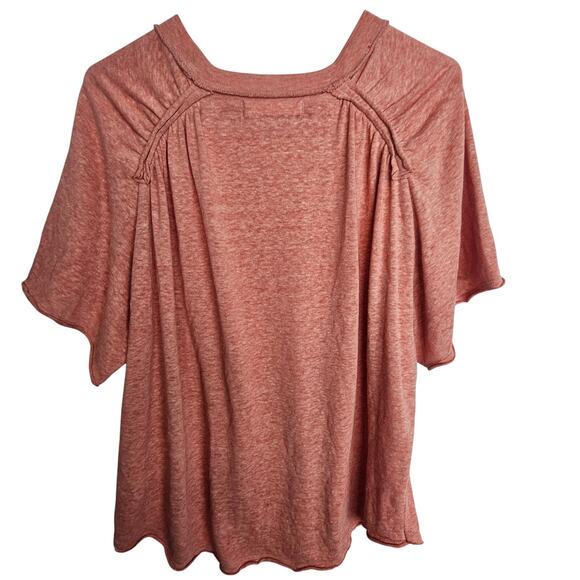 Free People Womens Kyota Slub Tee Boho Raglan Burnout Slouchy Pleated M Raw Hem - Picture 8 of 8